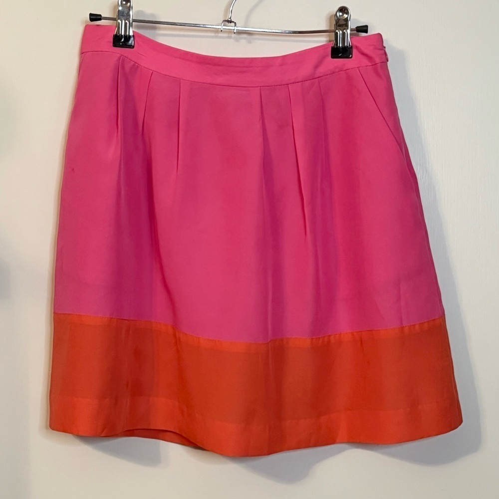 J Crew Colorblock Bright Pink and Orange Women's Summer Mini Skirt- Size 0 - Picture 5 of 5
